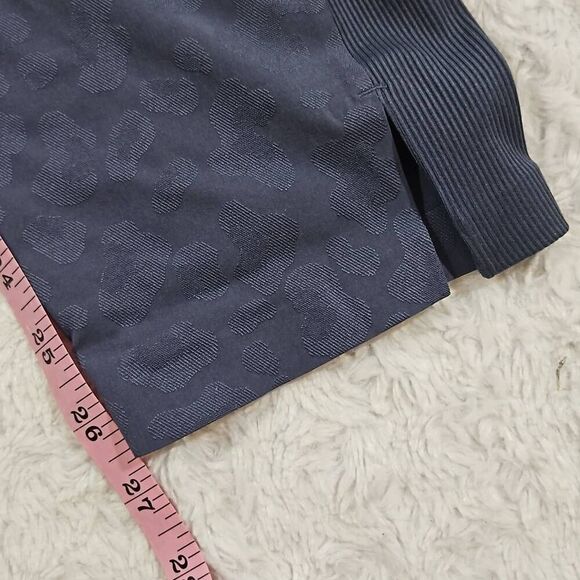 Athleta Brooklyn textured ankle pant women size 2 blue leopard lounge athleisure - Picture 3 of 8